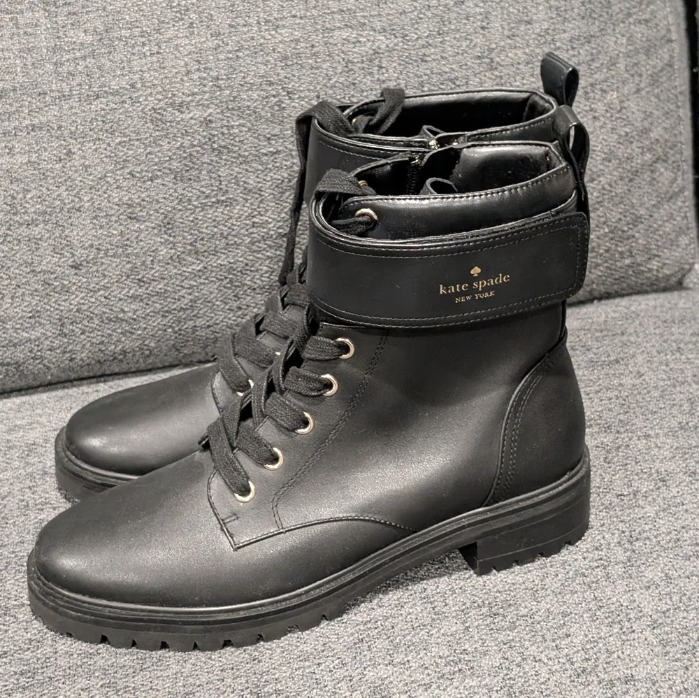 Kate Spade Black Leather Ankle Boots